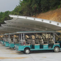 Auvent de stationnement pour voitures et bus, structure en acier durable sur mesure, toit en toile membrane PVDF imperméable, protection solaire