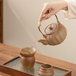 Théière en céramique durable <span class=keywords><strong>de</strong></span> style Japandi, bouilloire à eau, infuseur à thé, ensemble <span class=keywords><strong>de</strong></span> thé et <span class=keywords><strong>de</strong></span> café amovible - Product Image 2