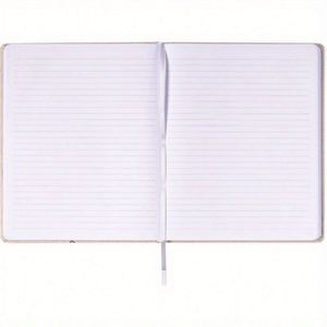 Large Plain Linen Cover Writing Journal 256 Ruled Cream Pages Ribbon <b>Bookmark</b> Lay Flat Desk Size Lined Notebook Made Guangdong - Product Image 3