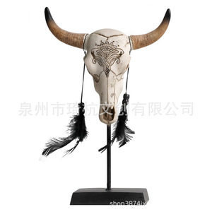 รูปปั้นหัวกระทิง งานฝีมือเรซิ่น ของตกแต่งบ้านสำหรับวันฮาโลวีน ของตกแต่งภายในบ้าน ของขวัญทำมือ - Product Image 5