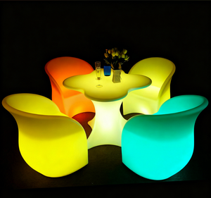 Meubles modernes LED approuvés CE RoHS Ensembles de jardin à couleur changeante Ensembles de <span class=keywords><strong>table</strong></span> et de chaises pour boîte de nuit - Product Image 2