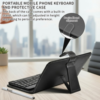 Nouvel étui clavier sans fil Bluetooth avec stylet, chargement USB Type-C, support en cuir PU pour téléphones iOS/Android de 4,5 à 6,8 pouces
