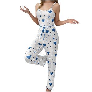 Nouvel ensemble de pyjama pour femmes, pyjama grande taille, ensemble 2 pièces, veste courte et pantalon, blanc, respirant, doux, décontracté, imprimé amour - Product Image 5