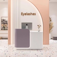 Comptoir de réception moderne en cuir avec rangement, mobilier commercial pour magasins de vêtements, salons de thé, petits bars