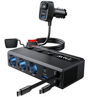 Adaptateur allume-cigare de voiture Gaoyi à 3 prises, chargeur de voiture, adaptateur DC 12V/24V avec 4 ports USB et 2 câbles rétractables