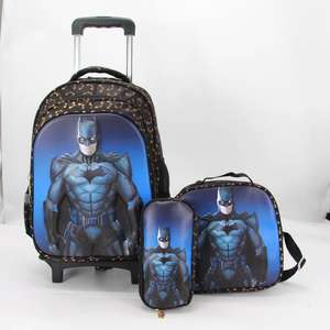 3D karikatür çocuk 16 inç 3 adet Trolly okul çantaları Set çıkarılabilir 2 tekerlekler arabası çocuklar için okul sırt çantası ile Boy kız - Product Image 3