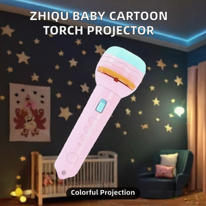 Mini projecteur de poche en plastique, jouet éducatif, torche à histoires, 24 disques à motifs, piles alcalines AA, lumière de nuit portable pour l'heure du coucher - Product Image 2