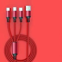 Câble de données tressé en nylon 3-en-1 de 3 et 6 pieds, compatible Type-C 3.0, Micro-USB et 8 broches C, charge rapide 5A, compatible voiture, plusieurs tailles