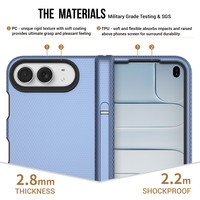 Groothandel Stootvaste Case voor iPhone Duo Fold met Ingebouwde Onzichtbare Kickstand, Driehoekige Textuur, Anti-vingerafdruk Scharnierbescherming