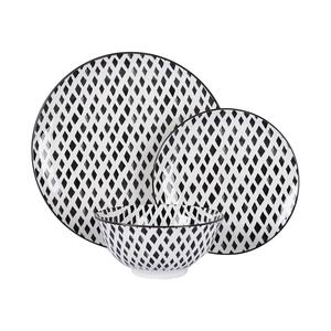 Simple y elegante vajilla restaurante familiar de la cena de impresión negro de cerámica tazones de vajilla platos y tazas - Product Image 6