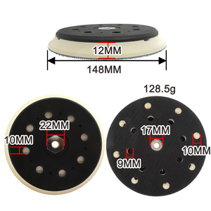 Plato de soporte de 6 pulgadas con 17 orificios y gancho y bucle, rosca M10, para discos de lijado eléctricos, herramientas abrasivas, lijadoras y pulidoras - Product Image 3
