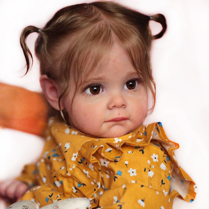 Poupée Reborn Fille 50cm – Nouveau-né Réaliste Yeux Marron Cheveux Bruns – Prête à Câliner