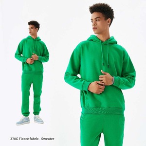 Sweat à capuche épais personnalisé avec logo, coupe classique, pour homme, automne, 370 g/m², polaire épaisse, motif uni brodé - Product Image 3