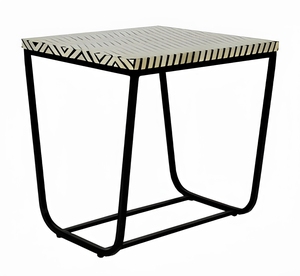 Modern Bone Inlay Metal <b>Side</b> <b>Table</b> <b>Square</b> Accent End <b>Table</b> Handmade Contemporary Living Room Bedroom Decorative Furniture Design - Product Image 1