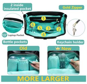 Mochila Pañalera con 14 Bolsillos, Bolsa de Bebé de Cuero, Registro de Bebé, 4 Bolsillos Aislantes - Product Image 3