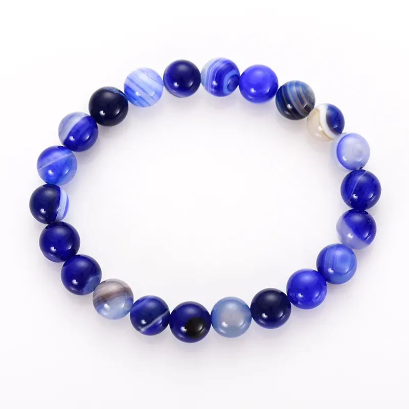 Pulseira de renda azul natural, 8mm, ágata, pedra preciosa, cura, pedra, miçangas, pulseiras para mulheres, joia, pulseira, mulheres