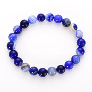 Pulseira de renda azul natural, 8mm, ágata, pedra preciosa, cura, pedra, miçangas, pulseiras para mulheres, joia, pulseira, mulheres