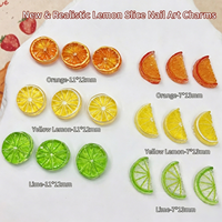 30 pièces/sac, décorations 3D en résine pour ongles, tranches de fruits de couleur unie, translucides, imitant des éclats de citron et d'orange, pour ongles à presser