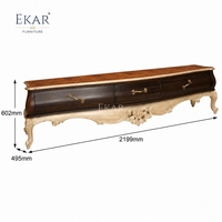 Console TV Serenade Creme Floral Medallion |   Meuble TV de style baroque antique de luxe - EKAR FURNITURE
