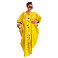 Nouvelle Mode Africaine Elégante Robe Boubou Grande Taille Printemps Couleur Solide Sequin Maxi Robe pour Femmes K0699