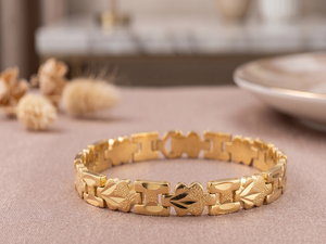 DIVYORO Gold Plated <b>Copper</b> and Brass Chain & Link Women's Classic Style <b>Bracelet</b> Festive Occasion Luxury Daily Wear - Product Image 1