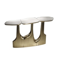 Console d'entrée irrégulière de luxe en acier inoxydable - Design italien moderne pour appartements et villas