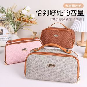 Bolsa de maquillaje de viaje de gran capacidad con asa suave, duradera y organizable, bolsa de aseo para mujer para almacenamiento en el hogar - Product Image 4