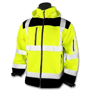 Impermeabile leggero soft shell giacca riflettente hi-vis sicurezza di costruzione