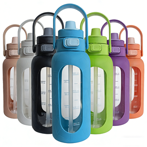 Bottiglia d'acqua in vetro da 1 litro con custodia in silicone, design <span class=keywords><strong>Spider</strong></span>-<span class=keywords><strong>Man</strong></span>, per bambini, con chiusura di sicurezza, portatile, per esterni. - Product Image 2