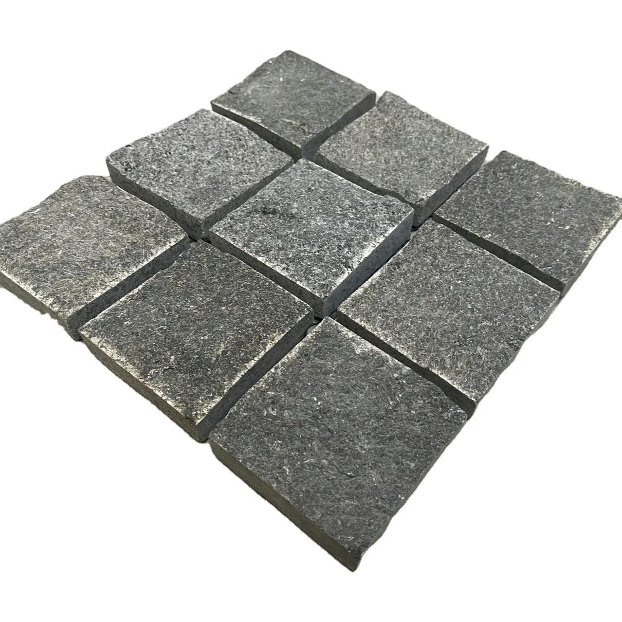 Azulejo de pavimentación de granito flameado pulido de basalto negro de malla de Piedra de adoquín más vendido para uso moderno al aire libre para pavimentación exterior