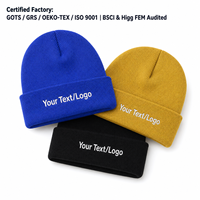 Topi Beanie Rajut Rib Akrilik Polos Berkualitas Tinggi dengan Logo Bordir Kustom