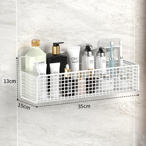 Étagère de rangement pour salle de bain Mastig, 35 cm, fixation murale sans perçage, type crochet, en fer, pour organiser les serviettes de douche - Product Image 1
