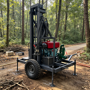 Petite plateforme de forage de puits d'eau à <span class=keywords><strong>vendre</strong></span>, profondeur 150 m, avec équipement et outils - Product Image 1