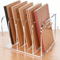 Organizador de Archivos Vertical de Acrílico Transparente con 5 Compartimentos, para Clasificar Documentos, Almacenar Libros, para Oficina y Escuela, de Fábrica, OEM