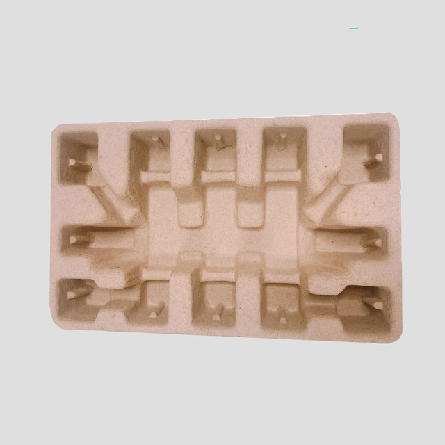 Recyclable Pulp Wine Tray With Molded Paper Pulp Wine Bottle Packaging Bagasse Tray Shippers Molded Pulp Wine Shipper