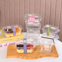 Boîte d'emballage alimentaire transparente en plastique PET jetable de 300 ml pour gâteaux bento, mousse, pâtisseries coupées, desserts et pâtisseries cuites