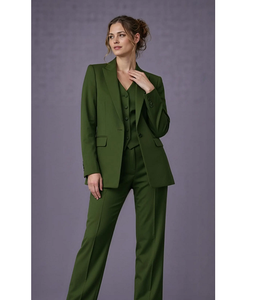 Women’s <b>Emerald</b> <b>Green</b> Three Piece <b>Suit</b> Elegant Tailored Blazer Vest and Trousers Set for Office Events and Power Dressing Modern - Product Image 1