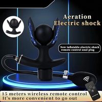 Bouchons anaux Bouchon de cul gonflable à choc électrique avec télécommande, 12 modes Estim Prostate Massager