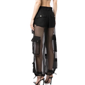 Nouveautés Jeans Taille Haute de Haute Qualité Coupe Ample Droite Jambe Large avec Patchwork en Organza - Product Image 4