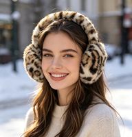 Cache-oreilles en peluche à motif léopard coréen pour l'hiver - Coupe-vent
