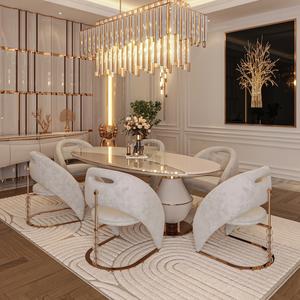 Sillas de Comedor de Lujo Ligero Estilo Nórdico de Último Diseño 2024 Mesa de Comedor Moderna Silla de Tela Personalizada para Hogar Villa Hotel - Product Image 1