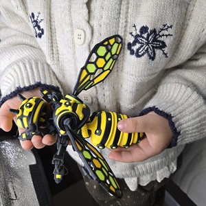 Handgefertigtes 3D-Gedrucktes Mechanisches Bienenmodell mit Beweglichen Gelenken Gelb-Schwarze Plastik-Insektenfigur Spielzeug - Product Image 5