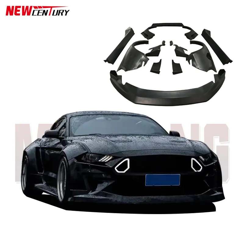 Adatto per il 2018-2021 Ford Mustang modificato kit corpo largo labbro anteriore gonna pala anteriore corpo largo ruota arco coda ala