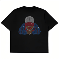 Transfert thermocollant en strass motif Black Girl pour T-shirts, prêt à presser