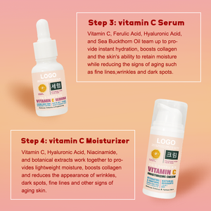 Ensemble Nettoyant, Tonique, Sérum et Crème Vitamine C Marque Blanche pour Nettoyage en Profondeur des Pores, Équilibrage du pH, Hydratation Intense, Réduction des Taches Brunes et Stimulation du Collagène - Product Image 4