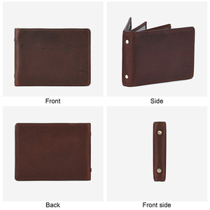 Porte-cartes en cuir véritable Dujiang, couleur marron unie, avec fil de couture, pour le rangement des cartes de crédit - Product Image 4