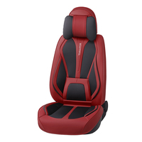 Housse de siège de voiture universelle quatre saisons en cuir Napa de luxe, rouge et noir, imperméable, sur mesure
