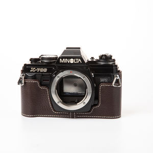 Sac photo rétro en cuir véritable pour <span class=keywords><strong>Minolta</strong></span> <span class=keywords><strong>X700</strong></span> X570 sac de photographie étui de protection fait à la main véritable appareil photo demi étui personnaliser - Product Image 3