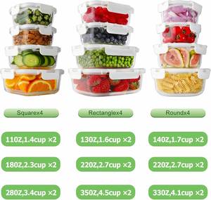 Lock Lid High Borosilicate Glass Food <b>Container</b> Set with Oven and Microwavable Features Back to School Ready - Product Image 3