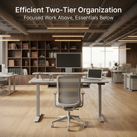 Bureau assis-debout électrique à double plateau, réglable en hauteur, ergonomique, pour bureau à domicile, avec moteur simple à deux étages inversés